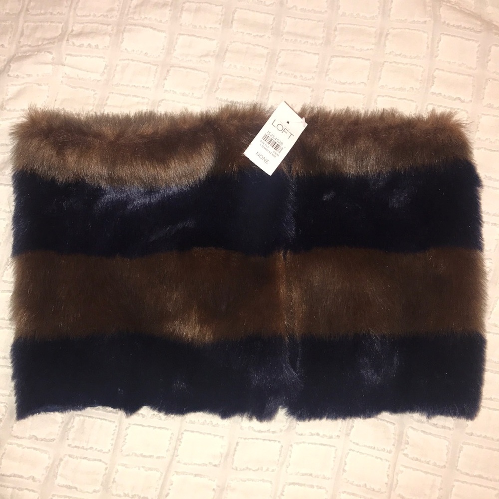 Ann Taylor Loft Fur Striped Scarf